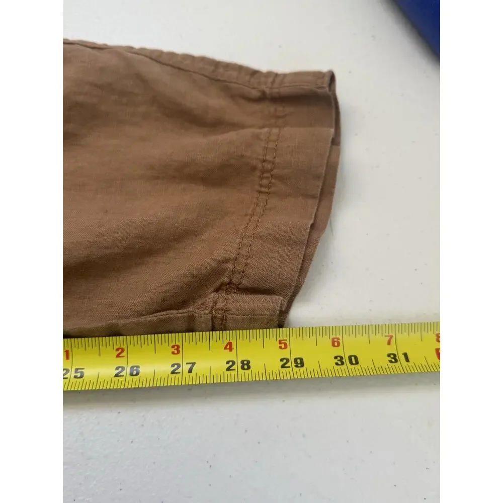 H&M Linen Pants Mens Size Large Slim Fit Natural Brown Vacation Cruise Resort